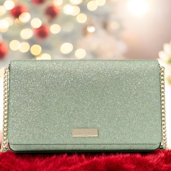 KATE SPADE NWT KENZIE GLITTER SPARKLY SEAWATER GREEN CONVERTIBLE CROSSBODY BAG - Picture 1 of 7